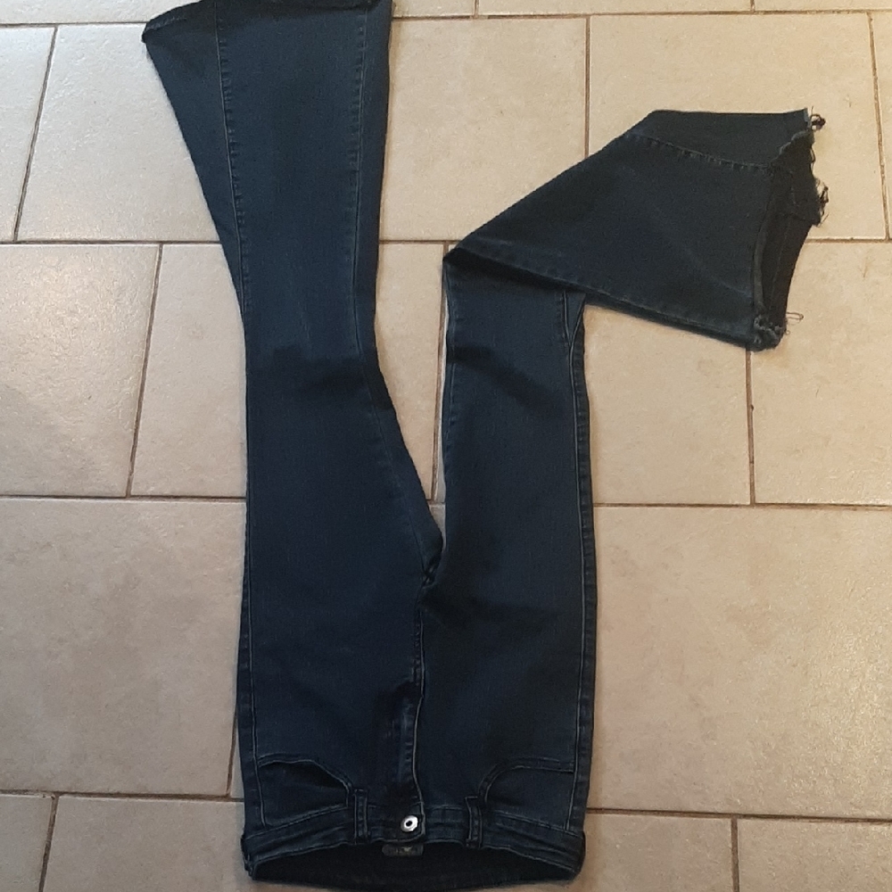 70'sThree🐦Bird🐦Nest Y2K☮HIPPIE Midnight Blue VINTAGE FLARE Jeans Sz XS/S - Picture 2 of 11